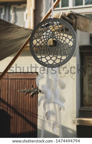 dream catcher in warm colors on a shelf of a market in Gdansk, Poland