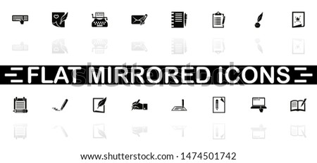 Writing icons - Black symbol on white background. Simple illustration. Flat Vector Icon. Mirror Reflection Shadow. Can be used in logo, web, mobile and UI UX project.