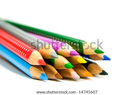 isolated color pencils on white background