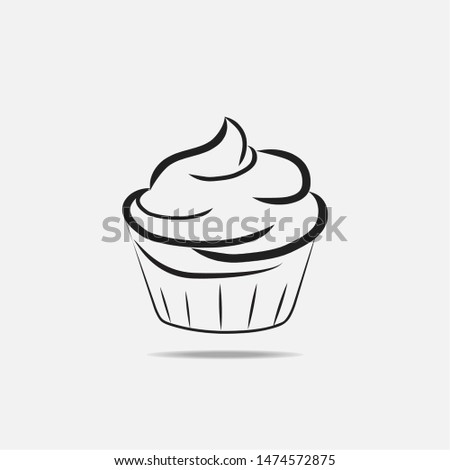 cupcakes in white isolated background in brush style