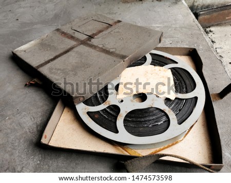 Old movies film that have been stored in the movie box for many years