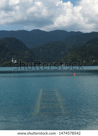 Lake Bled and its surroundings, like a railway in the lake, Slovenia.