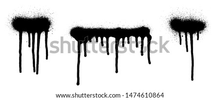 Set of graffiti spray banner. Vector spray paint shapes with smudges Royalty-Free Stock Photo #1474610864