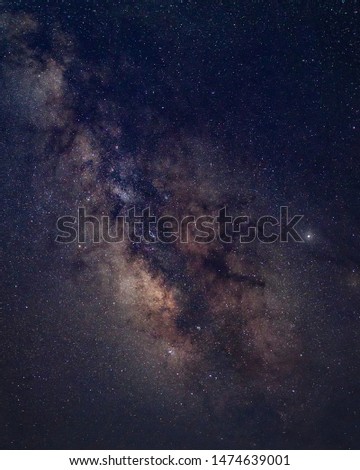 Details of the Milky Way with nebulae clouds