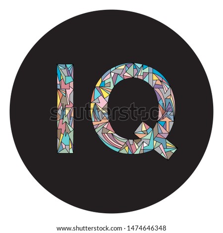 IQ symbol hand drawn graphic design. Intelligence quotient abbreviation vector illustration.
