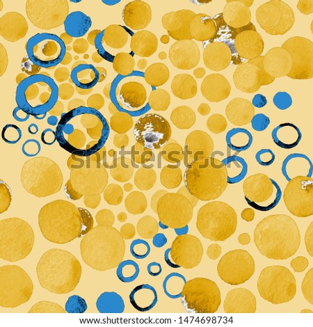 Watercolor seamless pattern with polka dot in abstract style. Abstract circle background. Abstract art background. Vintage print. Texture paper. Polka dot seamless pattern. Contemporary art