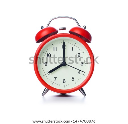 Retro alarm clock on isolated white background