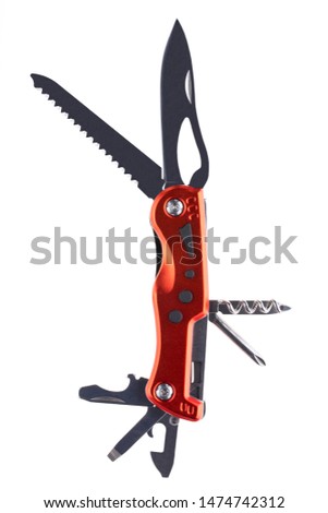 Hight quality black carbon and red multi functional tool unfolded