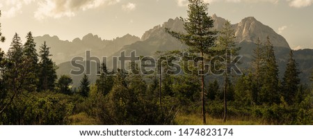 Wilder Kaiser Panoramic by Sunset Royalty-Free Stock Photo #1474823174
