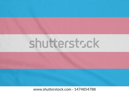 LGBT Transgender community flag on a textured fabric. Pride symbol