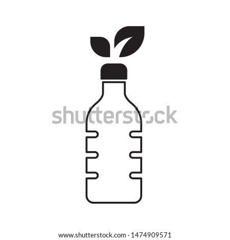 Bottle with leaves logo template vector friendly recycle icon design