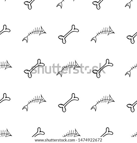Hand drawn bones seamless pattern for textile design. Bone seamless hand doodle, great design for any purposes. Vector illustration. Vector textile fabric print. Abstract background.