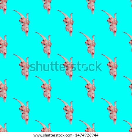 Seamless pattern. Goat skull. Use for t-shirt, greeting cards, wrapping paper, posters, fabric print.