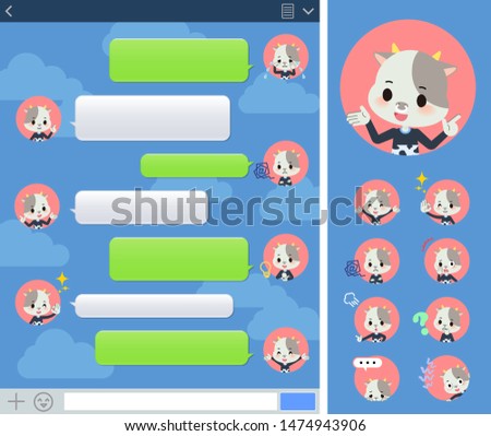 A set of cow boy with expresses various emotions on the SNS window.There are variations of emotions such as joy and sadness.It's vector art so it's easy to edit.
