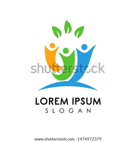 family care logo design vector. Adoption and social network logo design template.