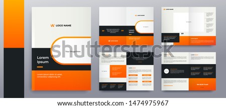 modern orange brochure pages design premium vector Royalty-Free Stock Photo #1474975967