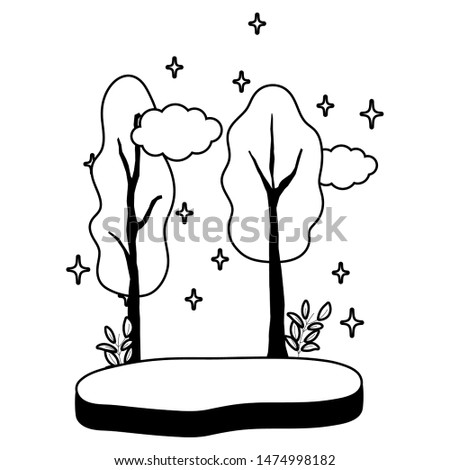Isolated abstract and season trees design