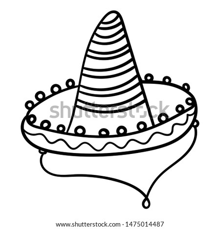 Sombrero for coloring books or page. Cinco De Mayo celebration. Mexico theme vector illustration.