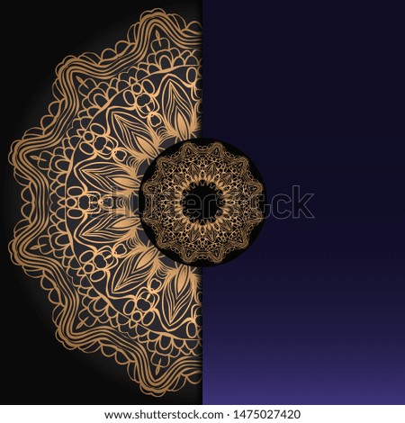 Luxury background with gold mandala Vector card template. 