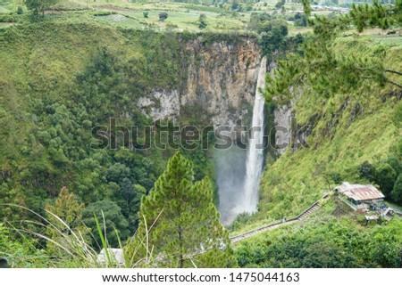 Sipiso piso waterfall on the north side of Lake Toba, near Medan, North Sumatra, Indonesia.