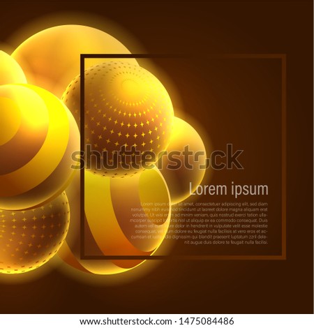 3D shiny golden ball abstract decoration for background template layout modern futuristic