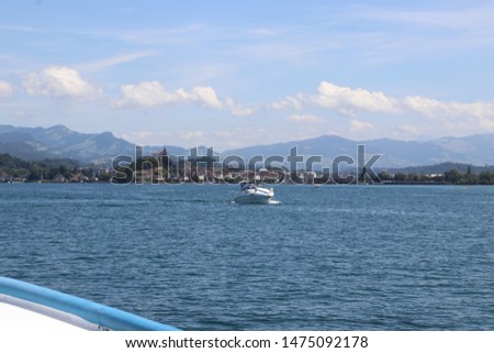 View on Lake ZUrich from the boat in summer on a sunny day