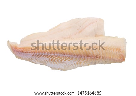Top view of cod fillet isolated on white