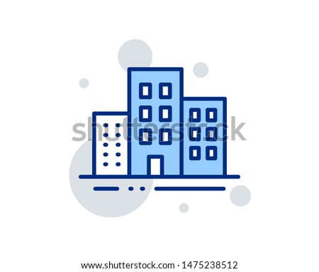 Buildings line icon. City apartments sign. Architecture building symbol. Linear design sign. Colorful buildings icon. Vector