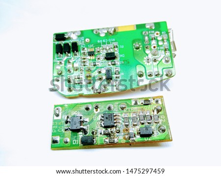 A picture of two electric circuit board on white background