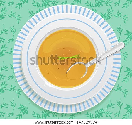 Plate of soup Royalty-Free Stock Photo #147529994