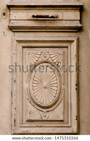 A wooden decorative element close up