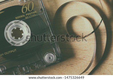 Audio cassette tape closeup macro