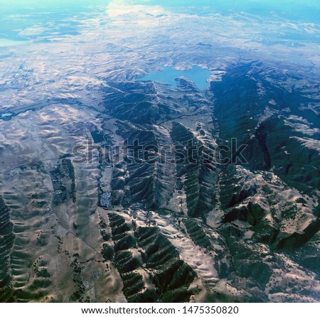 A Mountain lake view from a plane