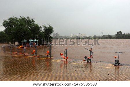 Open Gymkhana under river flood water