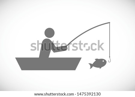 fisher in boat - concept icon