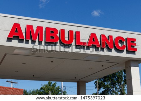 Red Ambulance Emergency Entrance Sign for a Local Hospital V