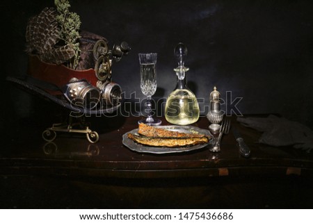 table with food and wine
