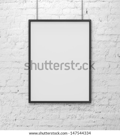 blank frame on white brick wall