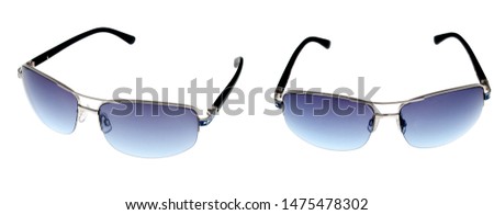 Sets popular sunglasses isolated on white background
