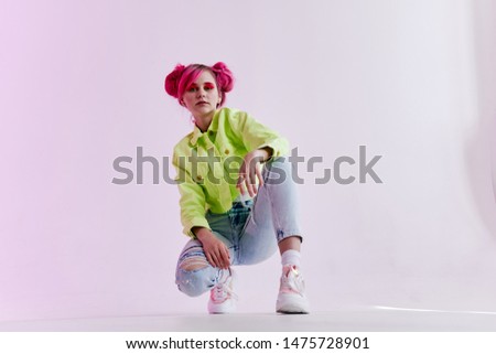 fashionable woman in stylish clothes