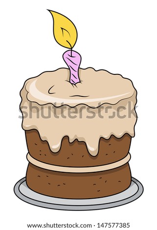 Cute Cartoon Birthday Cake - Vector Illustrations