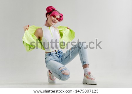 fashion young woman with pink hair