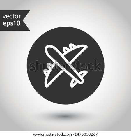 Plane icon. Aviation icon. Airplane sign. Flight transport plane symbol. Airport airplane outline vector sign. Reactive plane line icon. EPS 10 aircraft flat pictogram. Round icon design