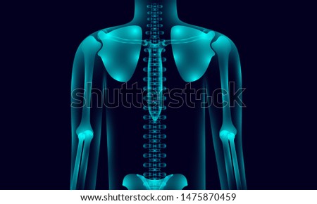 transparent human body anatomy background lighting with hand shoulder hip chest backbone, xray tone style. vector illustration eps10