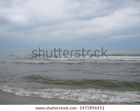 
summer landscape with sea, sky, waves and sand