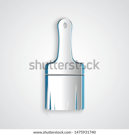 Paper cut Paint brush icon isolated on grey background. Paper art style. Vector Illustration