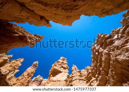look up in in the slots of bryce canyon Royalty-Free Stock Photo #1475977337