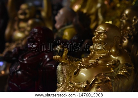 Smiling Golden Buddha and Friends