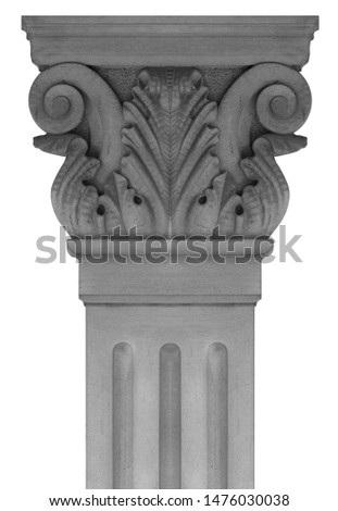 Elements of architectural decorations of buildings, columns and capitals, gypsum moldings, wall textures and patterns. On the streets in ​​Catalonia, public places.