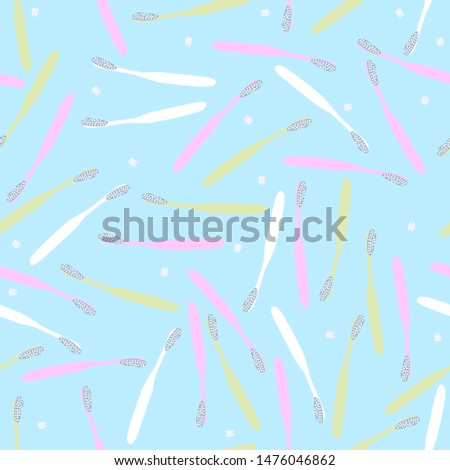 Dental seamless pattern with toothbrushes and teeth